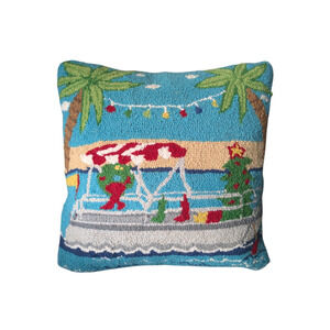 Peking Handicraft Hook Pillow Christmas Pontoon Boat Lake Beach Xmas Holiday